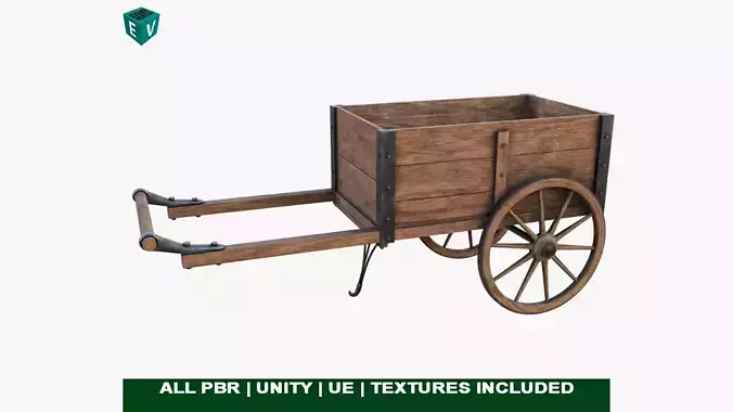 Wooden Vendor Cart01 All PBR Unity UE Textures Included Low-poly 3D model
