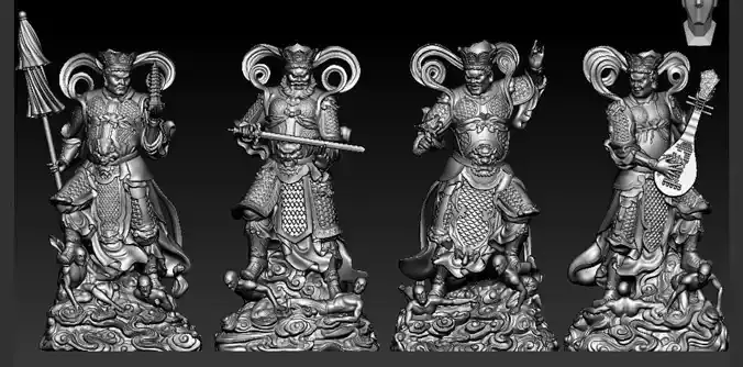 Sculpture of the Four Heavenly Kings 3D print model