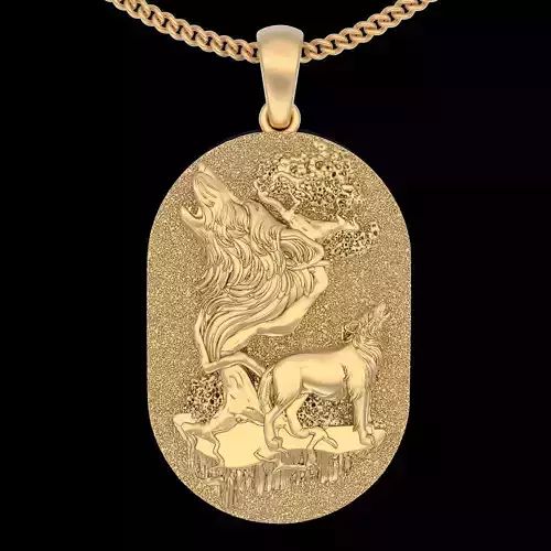 Wolf Pendant silver gold sterling printable jewelry 3D model
