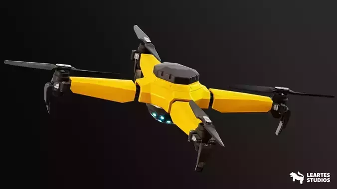 Military Drone - Rigged and BP Controllable Low-poly 3D model