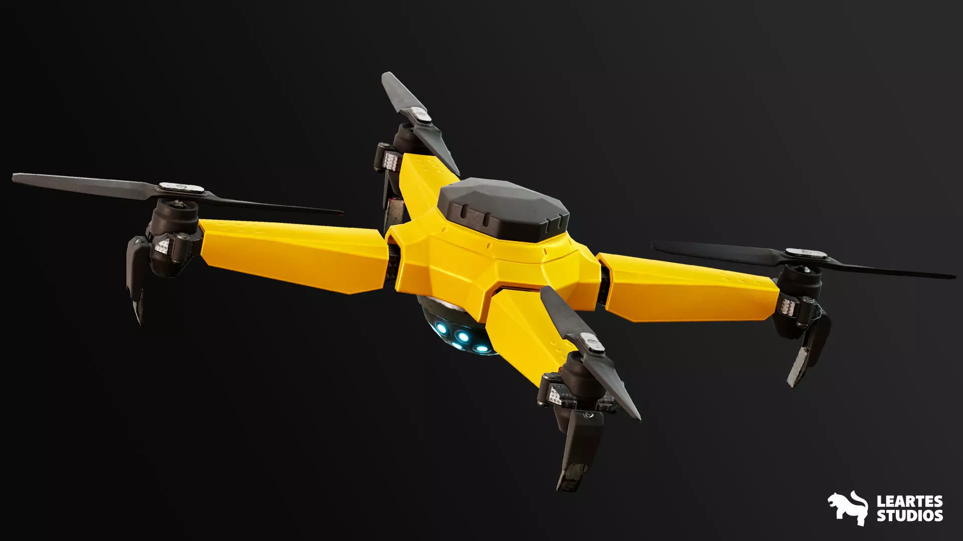 Military Drone - Rigged and BP Controllable Low-poly 3D model