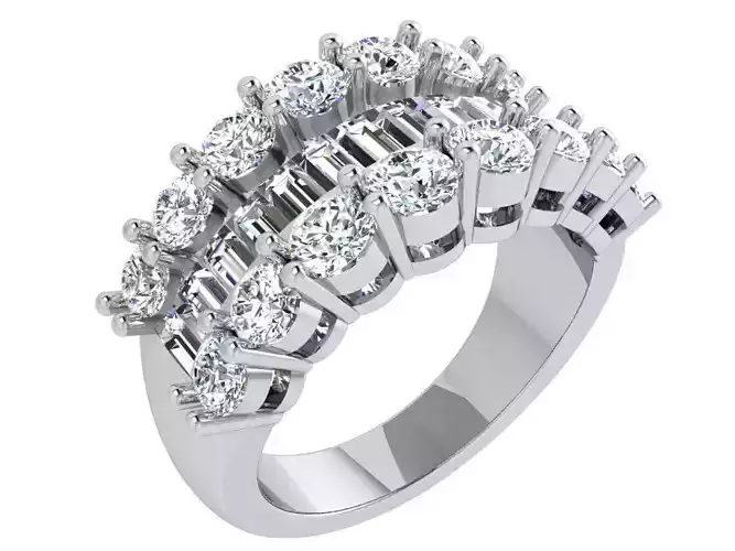 2-Row crown diamond ring 3514 3D print model