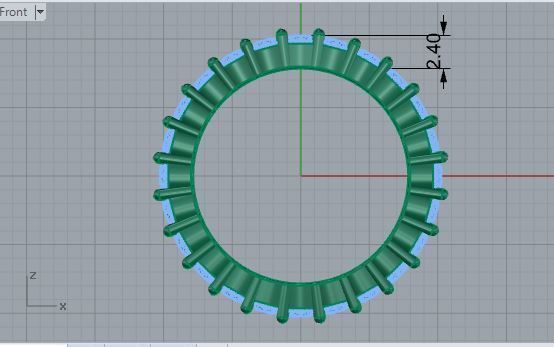 Bright 3-row chain style diamond ring 3515 3D print model 3D print model_5