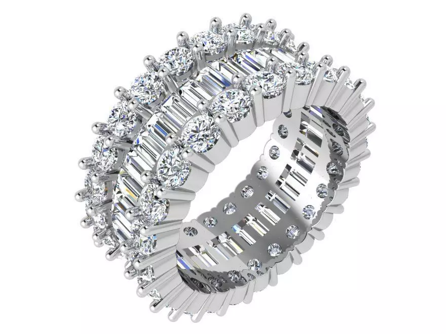 Bright 3-row chain style diamond ring 3515 3D print model 3D print model_0