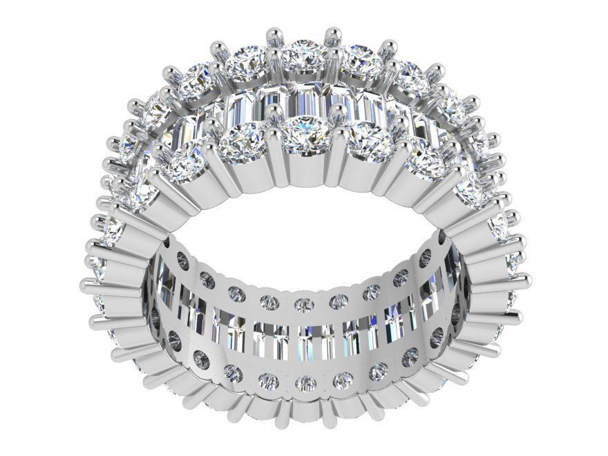 Bright 3-row chain style diamond ring 3515 3D print model 3D print model_3