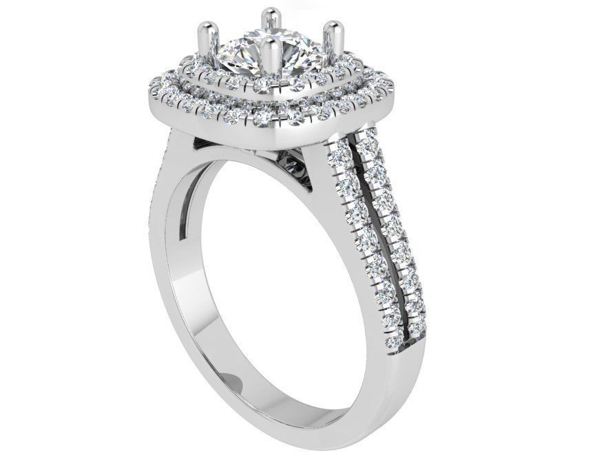 Square 2-row diamond ring 3516 3D print model 3D print model_2