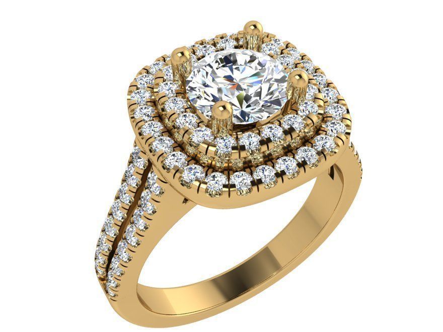 Square 2-row diamond ring 3516 3D print model 3D print model_1