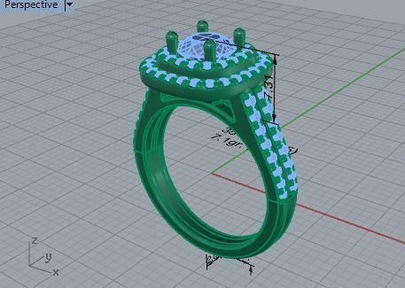 Square 2-row diamond ring 3516 3D print model 3D print model_7