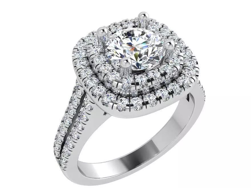 Square 2-row diamond ring 3516 3D print model 3D print model_0