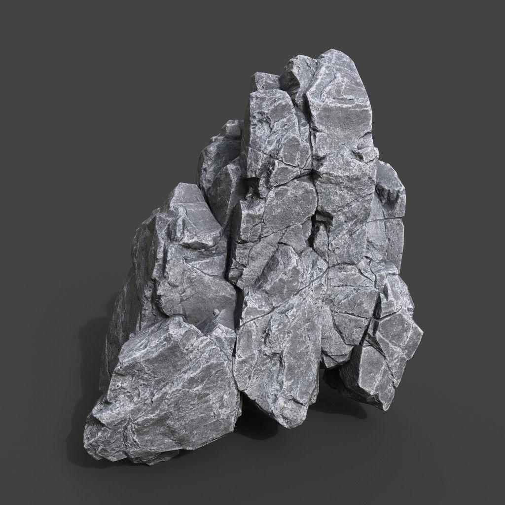 Low Poly Gray Rock Formation 221219 - Ultra HD 16K Texture Low-poly 3D model_13