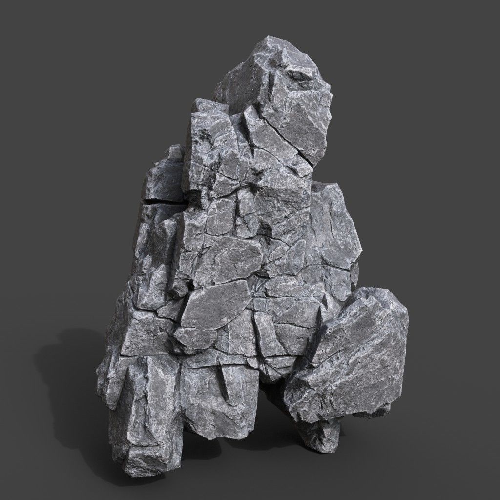 Low Poly Gray Rock Formation 221219 - Ultra HD 16K Texture Low-poly 3D model_15