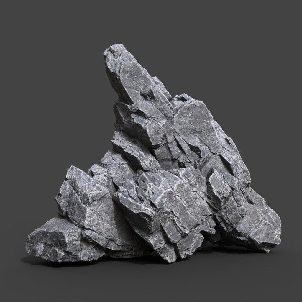 Low Poly Gray Rock Formation 221219 - Ultra HD 16K Texture Low-poly 3D model_5