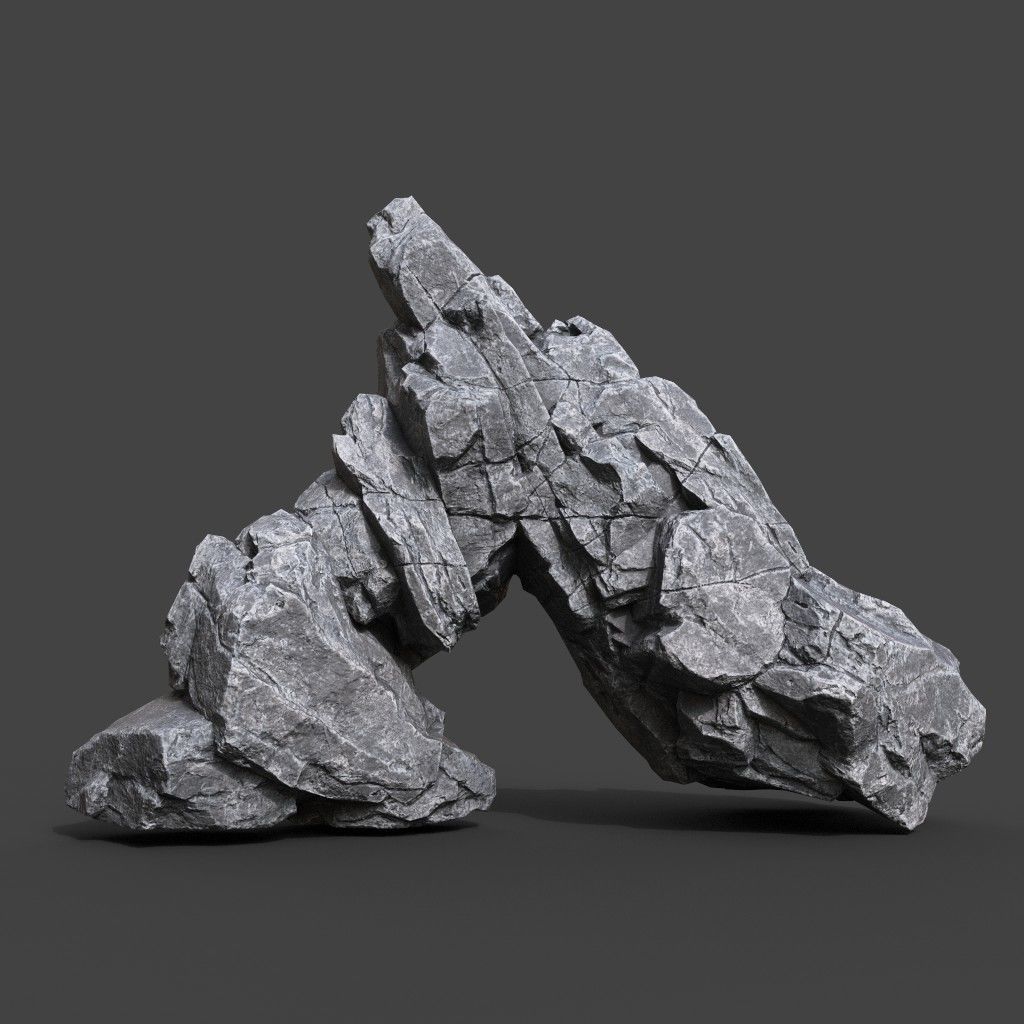 Low Poly Gray Rock Formation 221219 - Ultra HD 16K Texture Low-poly 3D model_3