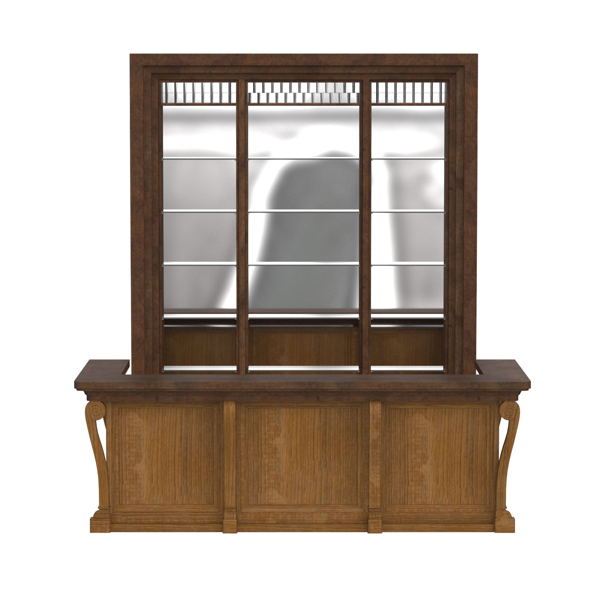 Bar counter in colonial style 3D model_1