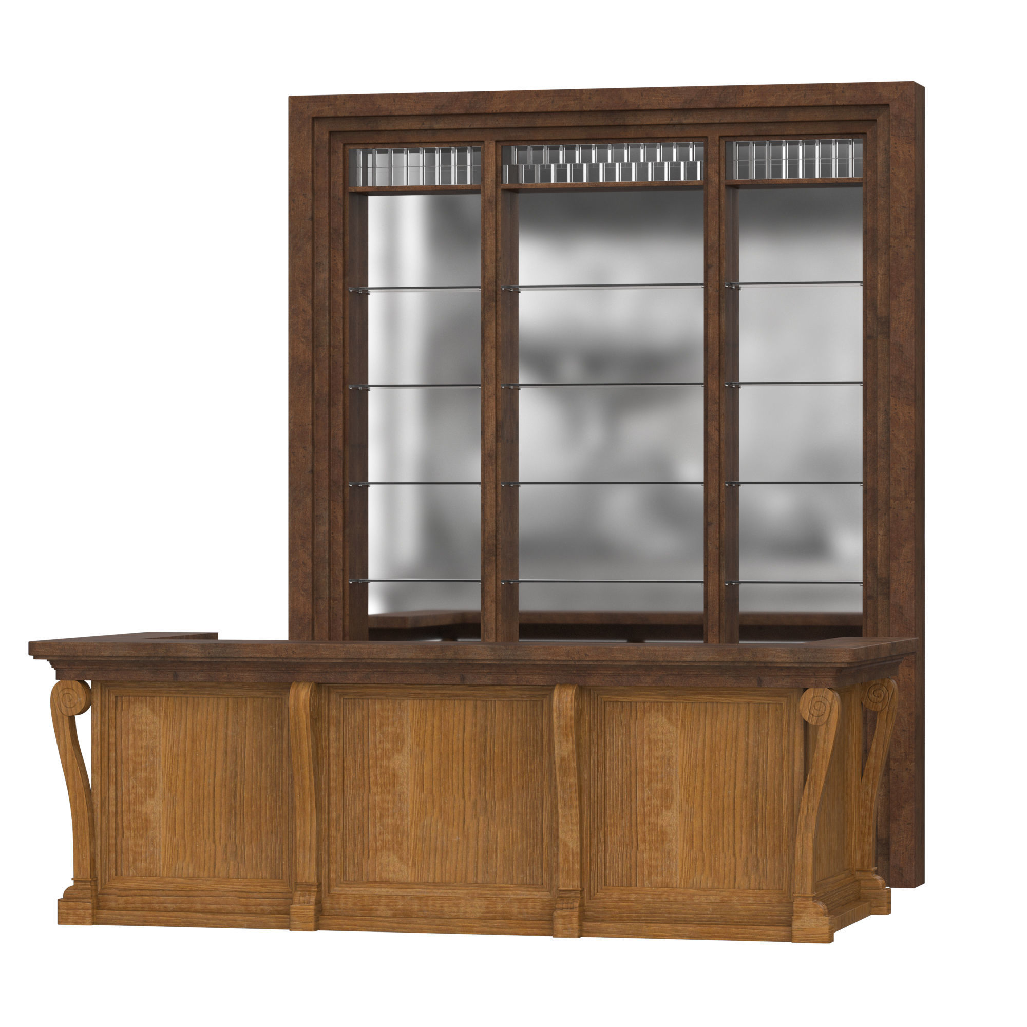 Bar counter in colonial style 3D model_3