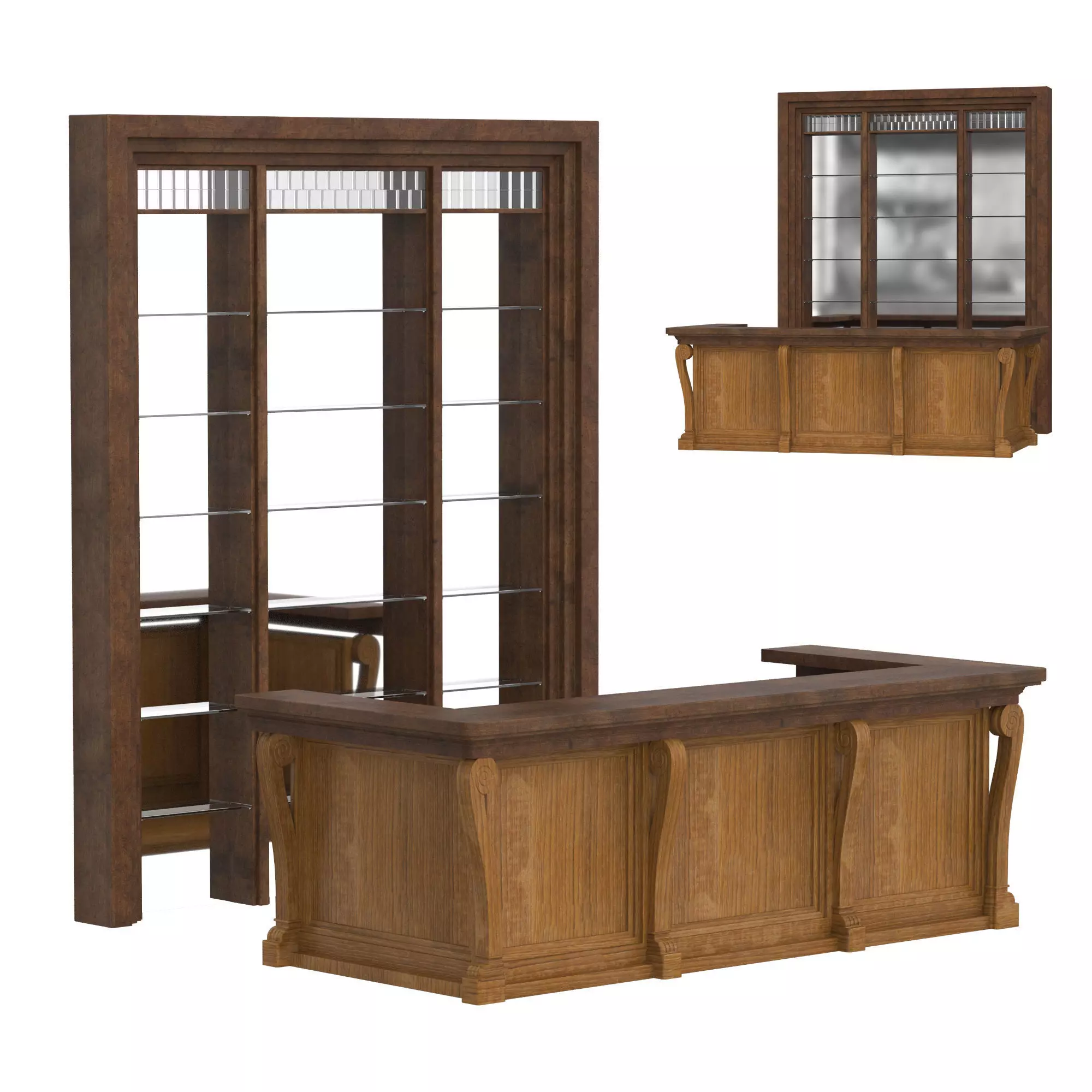 Bar counter in colonial style 3D model_0