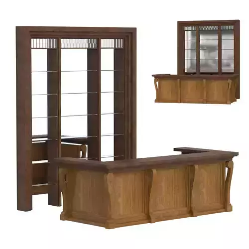 Bar counter in colonial style 3D model