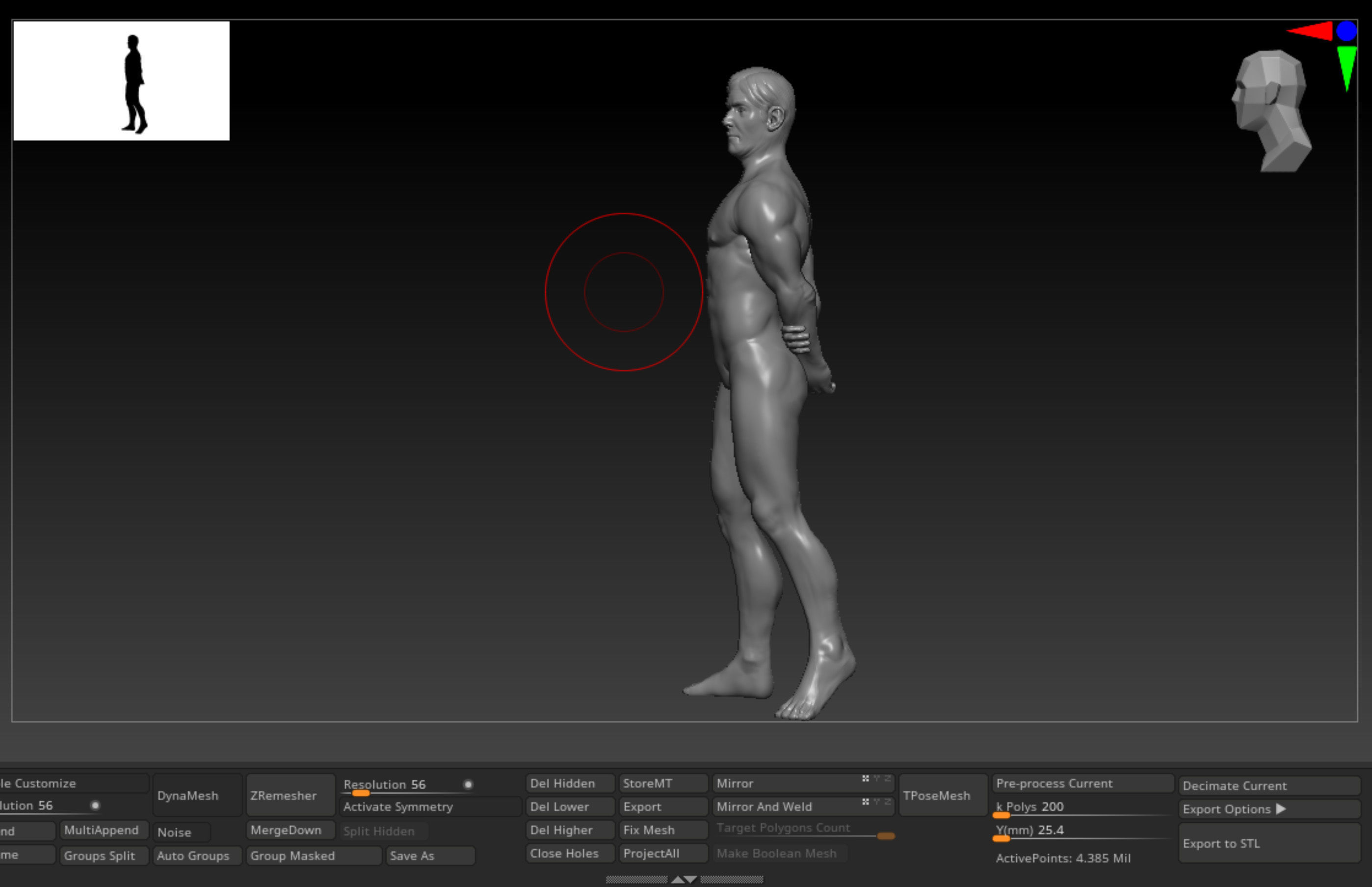 Male detailed base mesh with arms behind back 3D print model_3