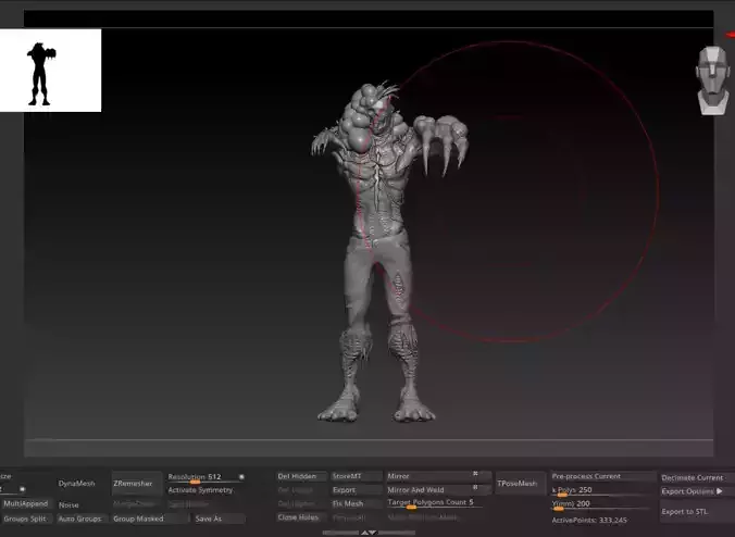 Zombie Mutant Stylized Highly Detailed 3D print ready