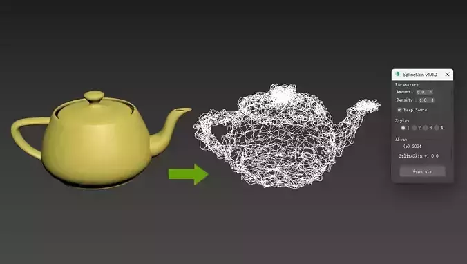 SplineSkin MaxScript for 3dsMax 3D model