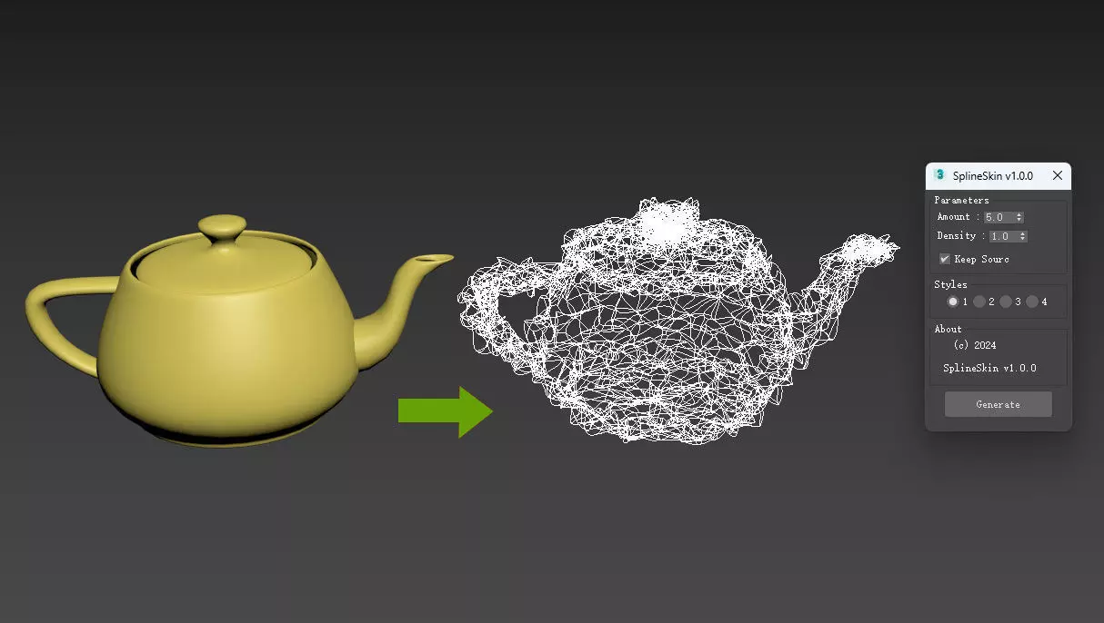 SplineSkin MaxScript for 3dsMax 3D model_0