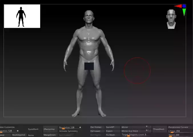 Ultra realistic nude male base mesh for 3D printing 3D print model