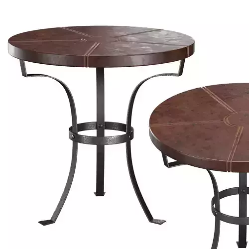 Leather iron round coffee table