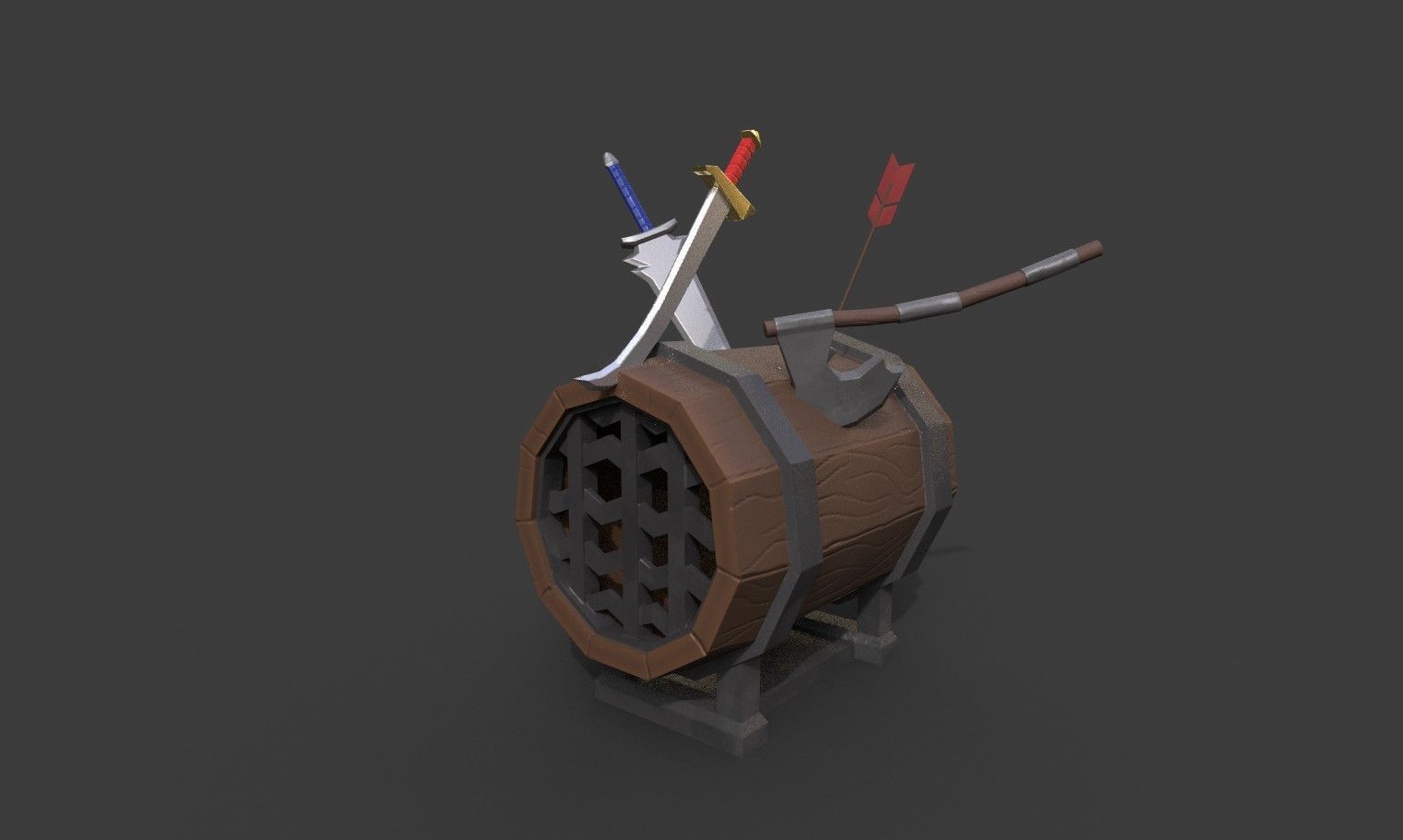 Stylized Barrels Pack  Low-poly 3D model_4