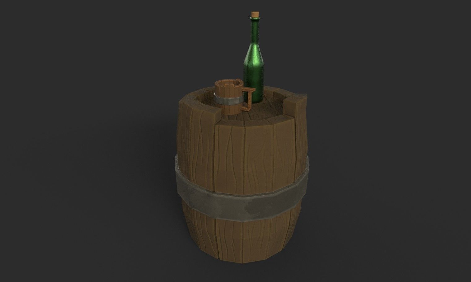 Stylized Barrels Pack  Low-poly 3D model_6