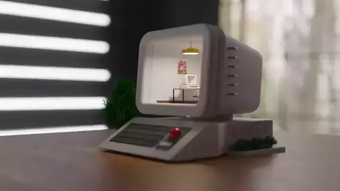 old pc-room Low-poly 3D model