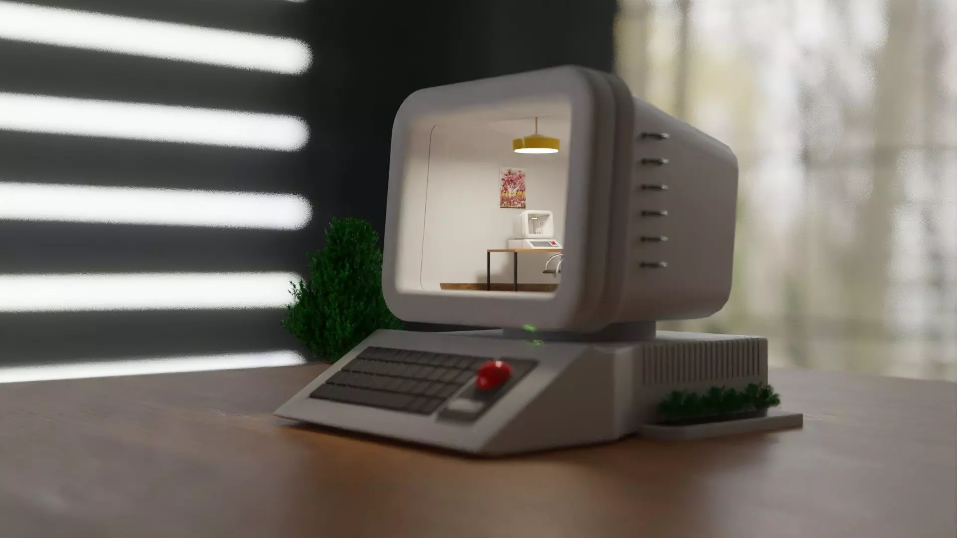 old pc-room Low-poly 3D model_0