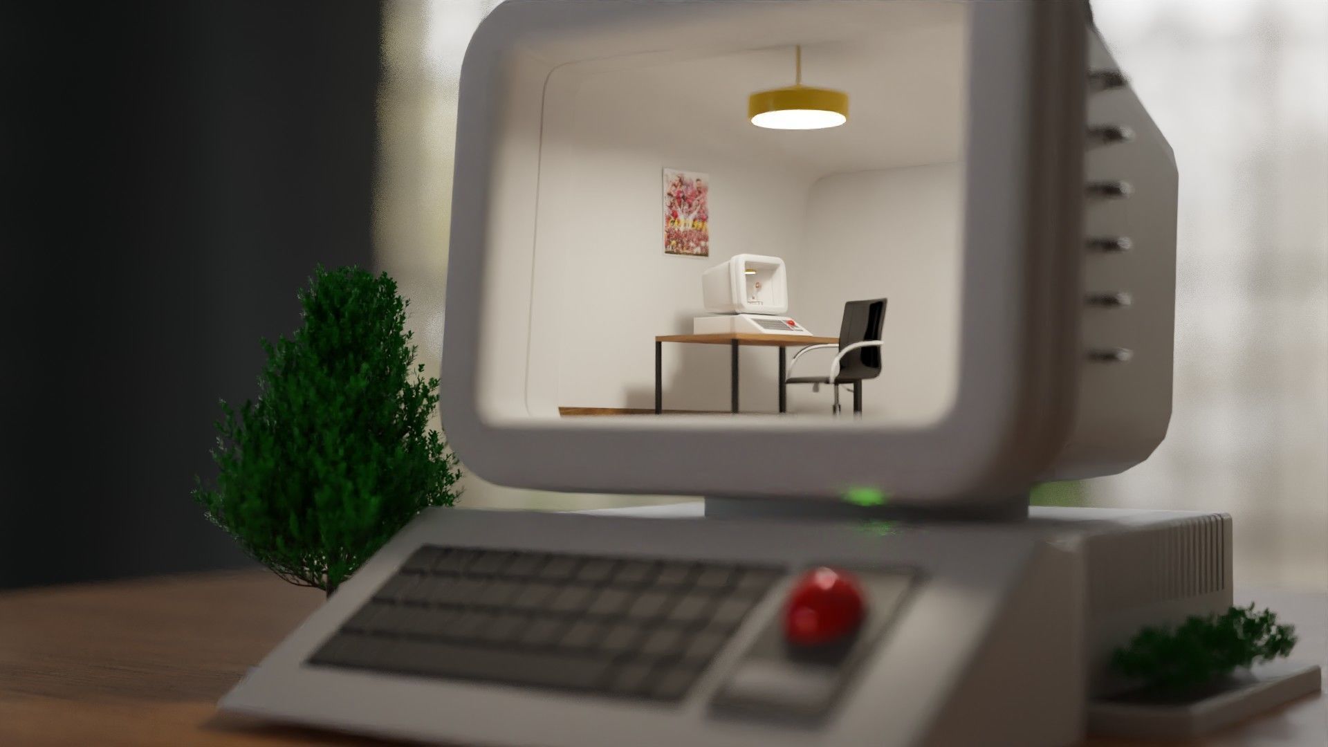 old pc-room Low-poly 3D model_2