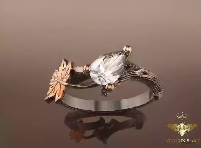 Autumn leaf ring 3D print model