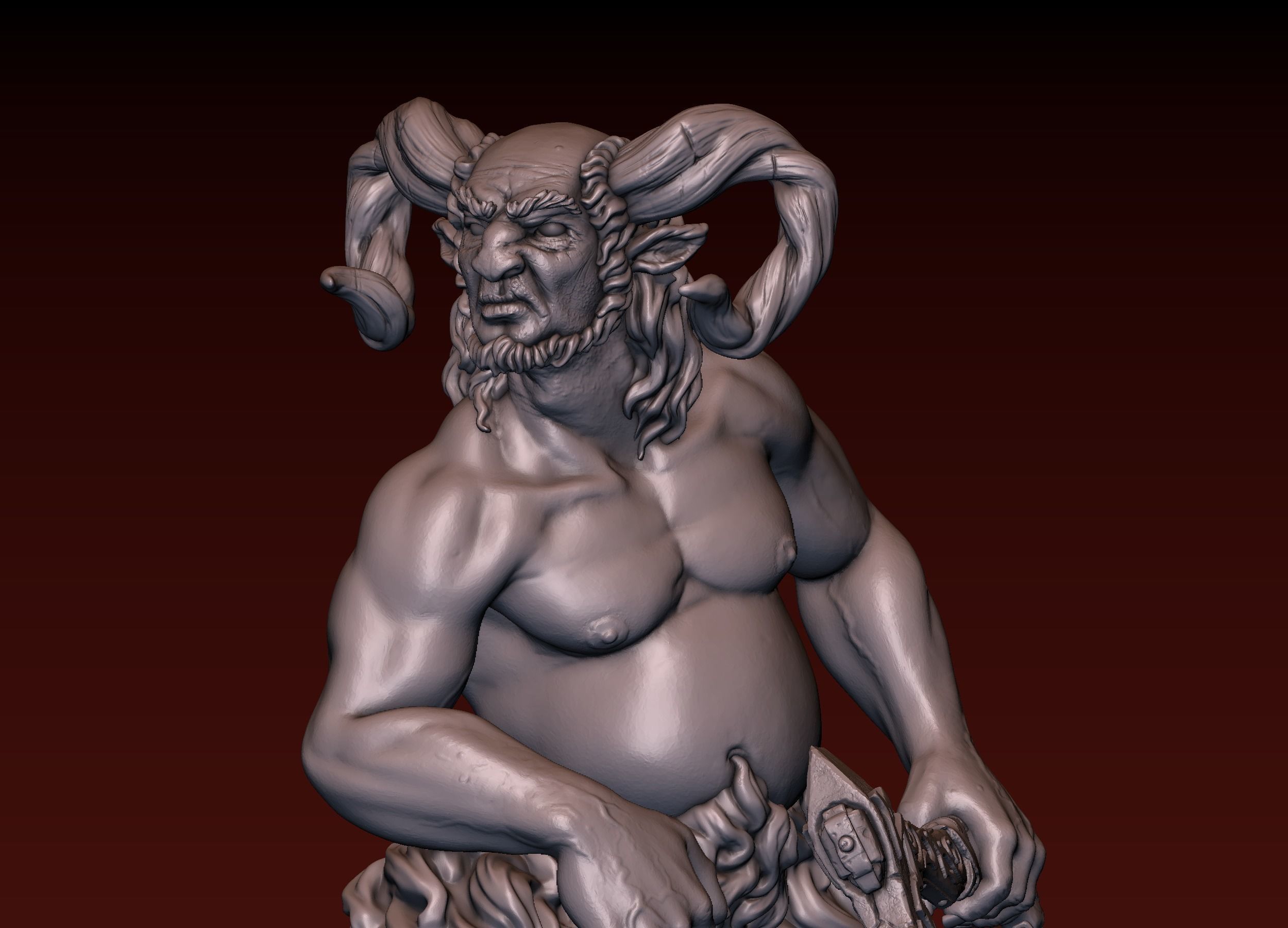 Satyr statue of greek god 3D print model_11