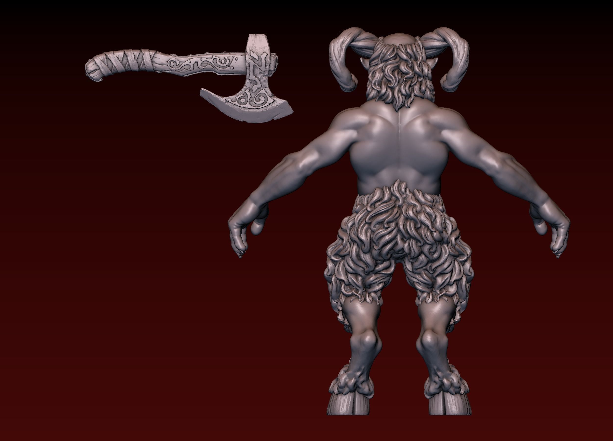 Satyr statue of greek god 3D print model_28