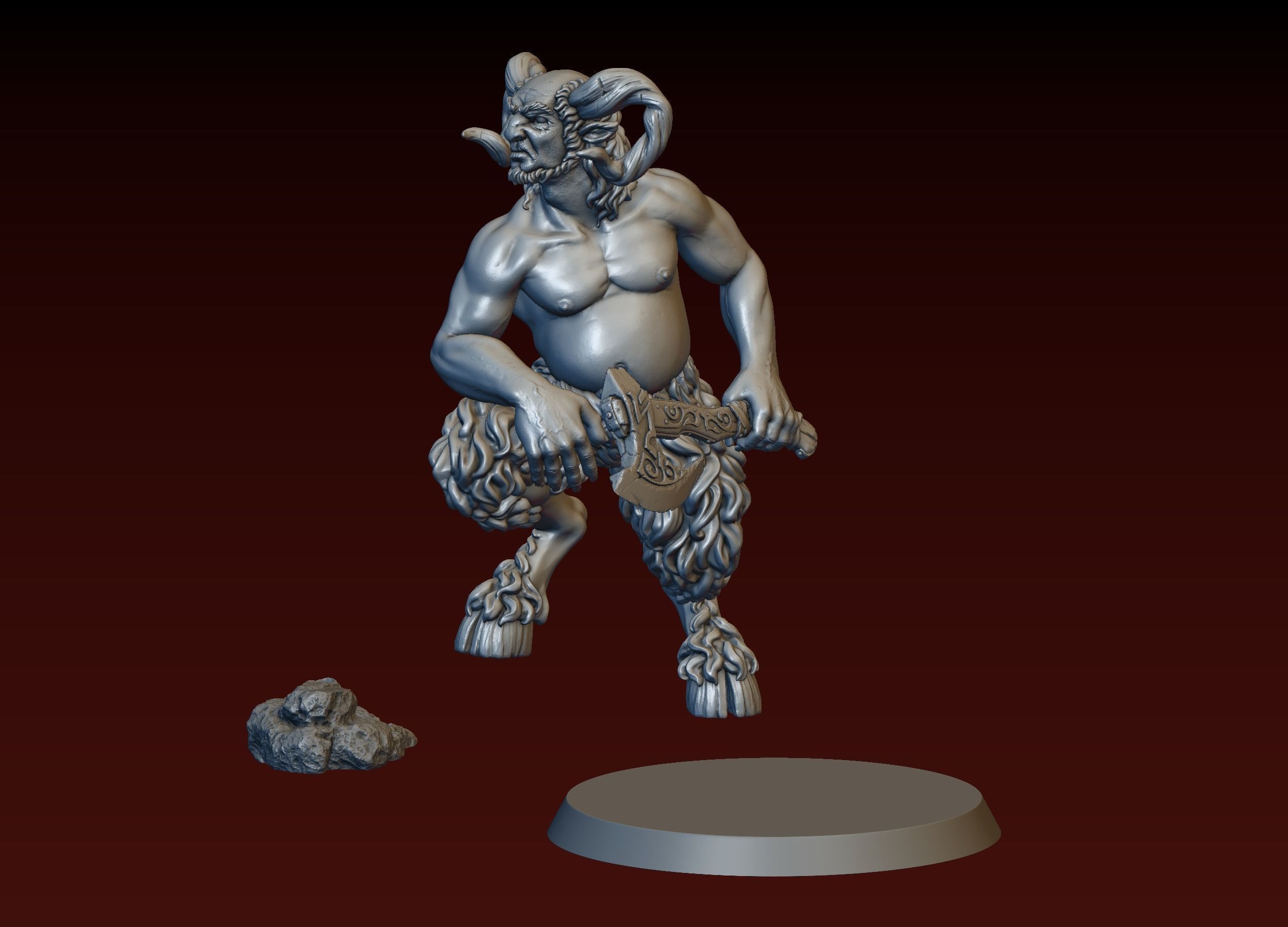 Satyr statue of greek god 3D print model_26