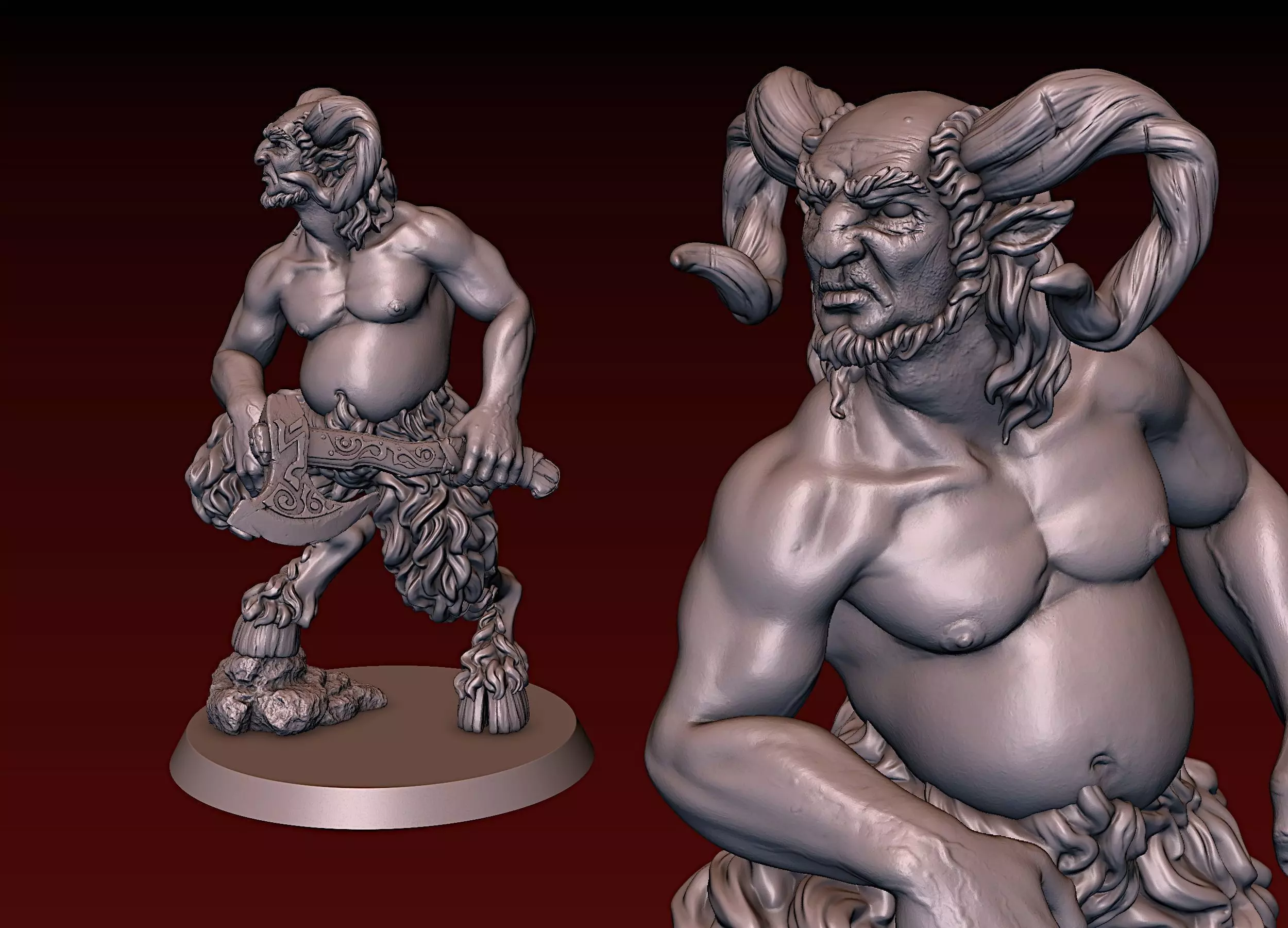 Satyr statue of greek god 3D print model_0