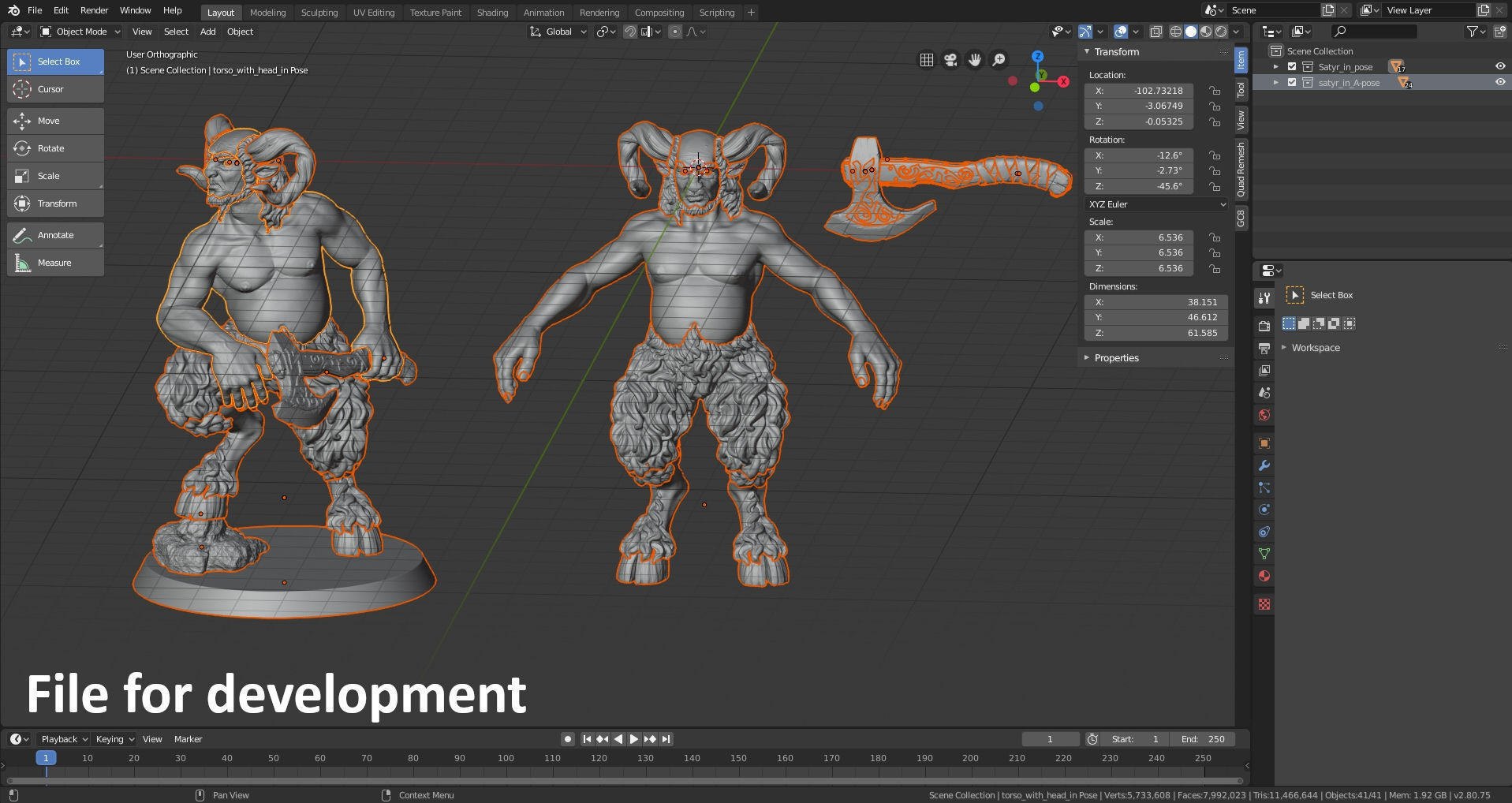 Satyr statue of greek god 3D print model_42