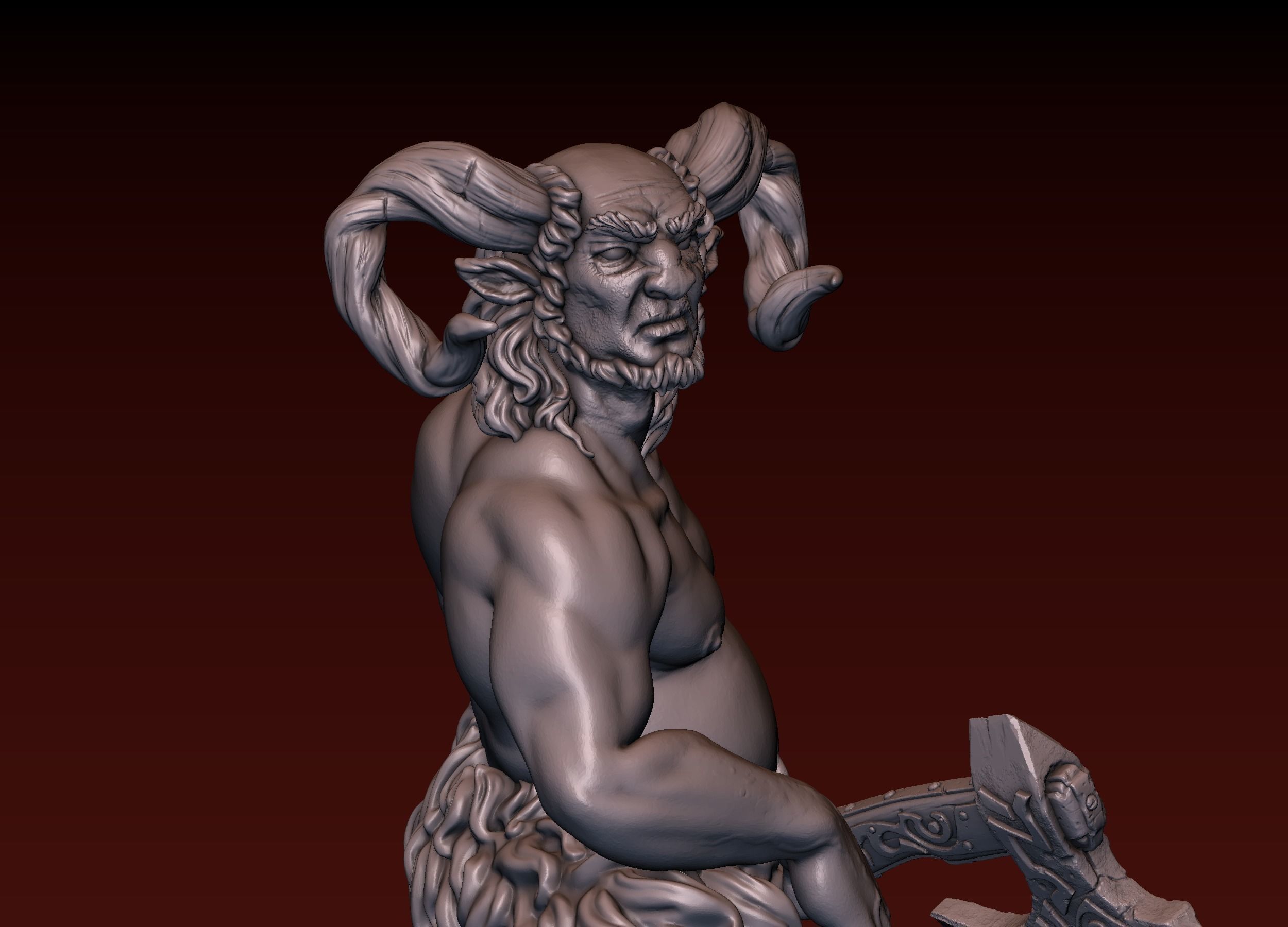 Satyr statue of greek god 3D print model_12