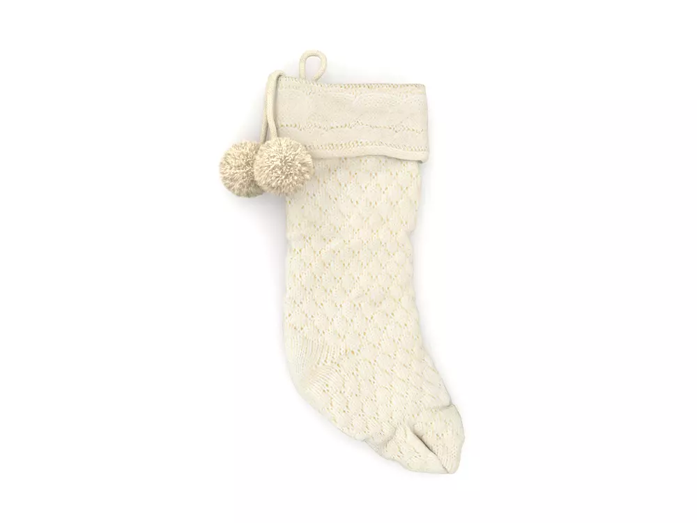 Stocking Holiday Time White PBR Low-poly 3D model_0