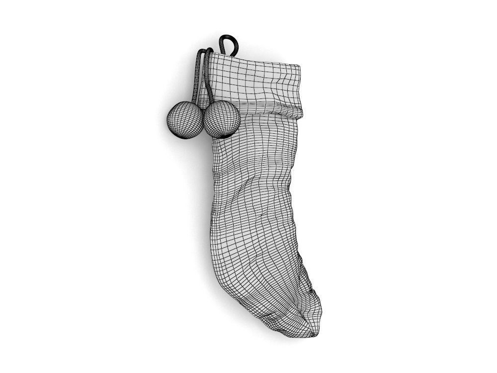 Stocking Holiday Time White PBR Low-poly 3D model_3