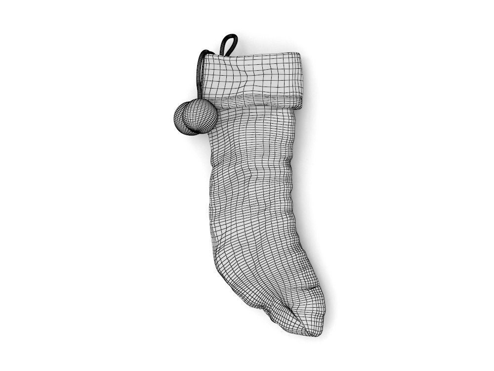 Stocking Holiday Time White PBR Low-poly 3D model_5
