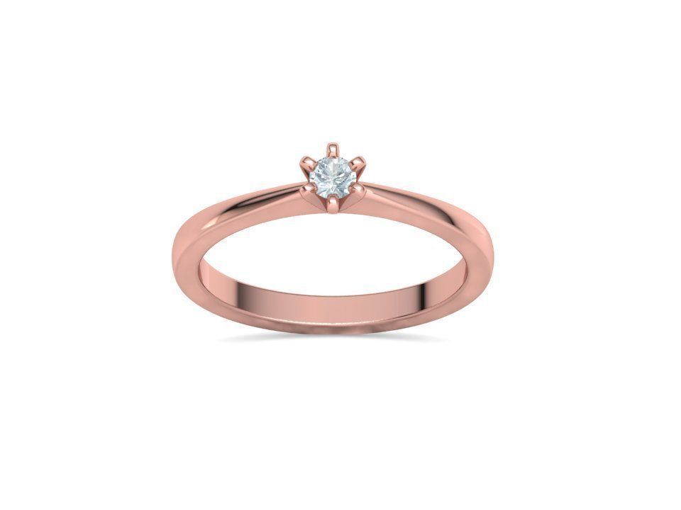Six-Prong Petite Engagement ring with 3mm Stone 3dmodel 3D print model_13