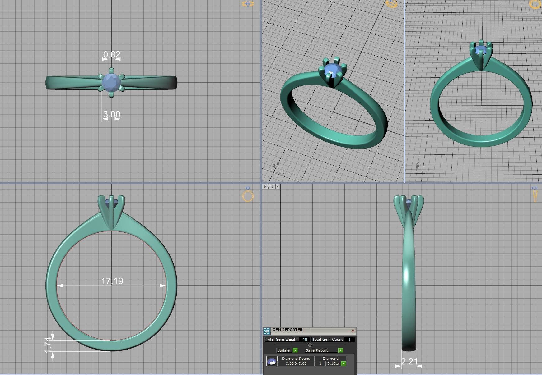 Six-Prong Petite Engagement ring with 3mm Stone 3dmodel 3D print model_8