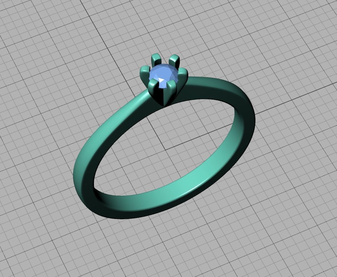 Six-Prong Petite Engagement ring with 3mm Stone 3dmodel 3D print model_35