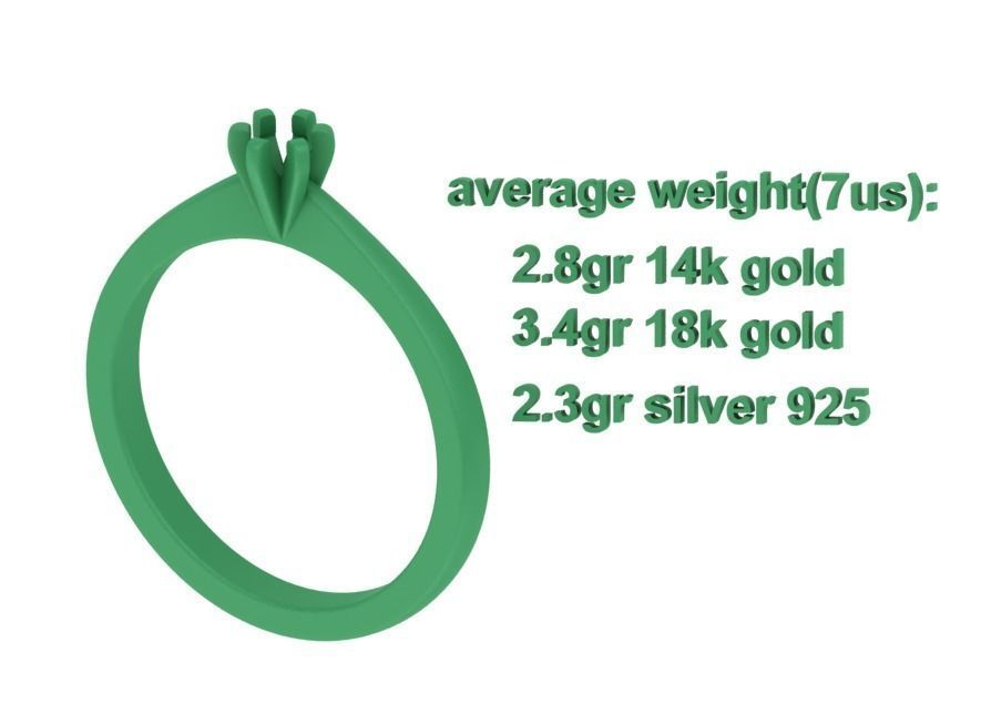 Six-Prong Petite Engagement ring with 3mm Stone 3dmodel 3D print model_10