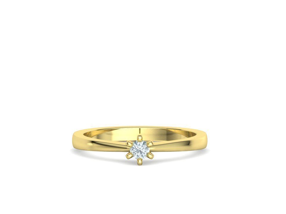 Six-Prong Petite Engagement ring with 3mm Stone 3dmodel 3D print model_6