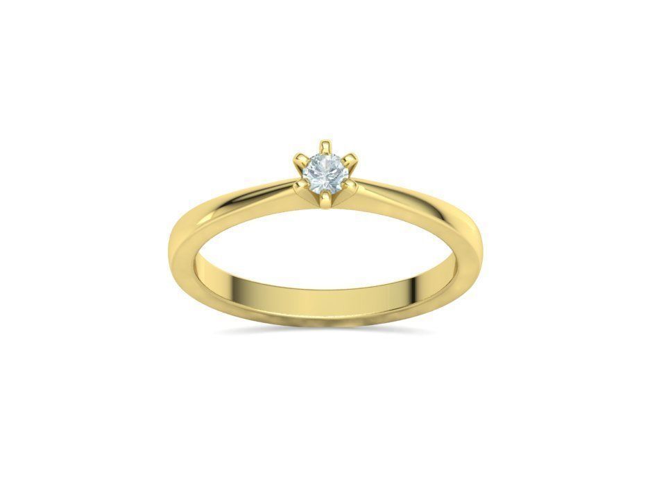 Six-Prong Petite Engagement ring with 3mm Stone 3dmodel 3D print model_14