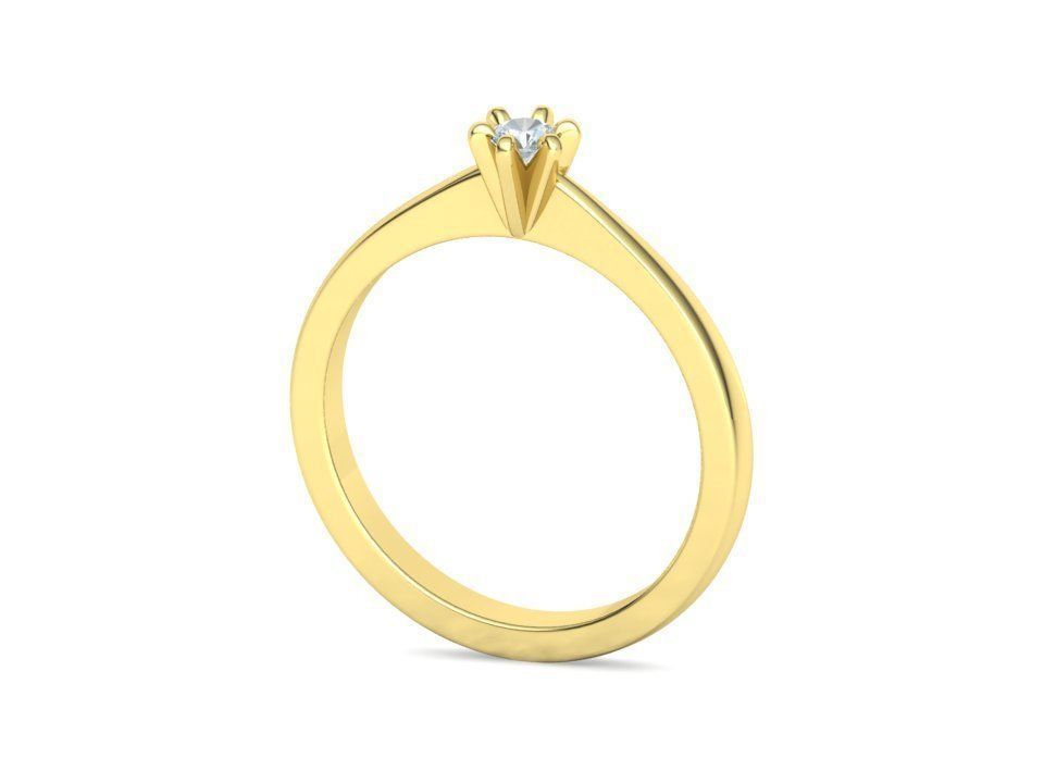 Six-Prong Petite Engagement ring with 3mm Stone 3dmodel 3D print model_20