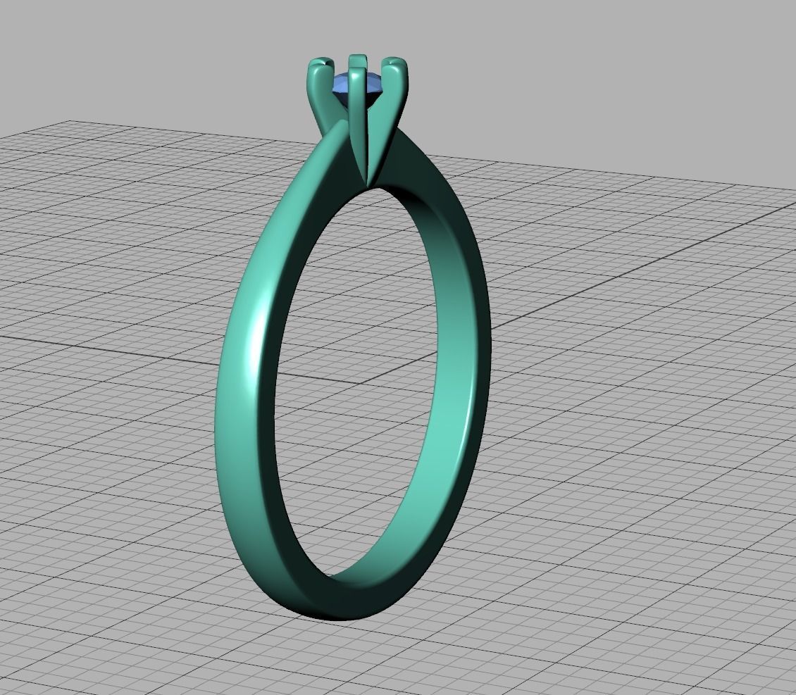 Six-Prong Petite Engagement ring with 3mm Stone 3dmodel 3D print model_36